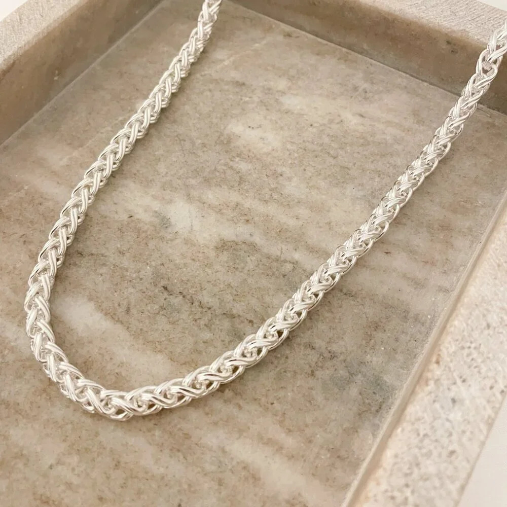 925 Sterling Silver Chain Link Necklace Thick Chunky Silver Statement Necklace - Picture 3 of 5